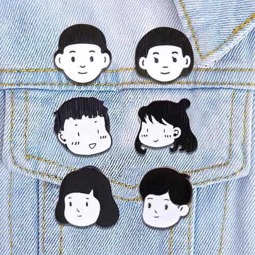 Earofcorn Cute Boy Girl Brooch Creative Cartoon Simple Couple Accessories Men and Women Trend Small Fresh Badge