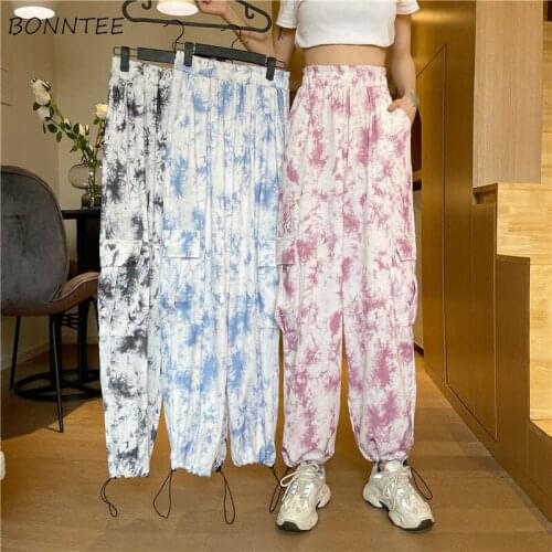 Pants Women Tie Dye Cargo Casual Design Hip Hop Streetwear Cool Summer Baggy Chic Ulzzang College 3 Colors Trousers Retro Ins