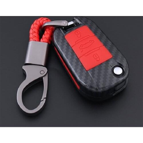 Carbon fiber Silicone Full Cover Car Key Case protect For Peugeot 301 308 308S 408 2008 3008 4008 5008 Car Styling Accessories
