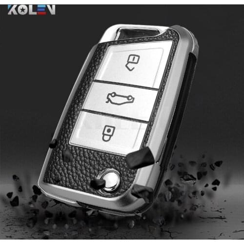 Leather TPU Car Remote Key Case Cover Fob For Volkswagen VW Golf 7 MK7 For Skoda Octavia A7 Seat Ibiza Leon FR 2 Aztec Altea