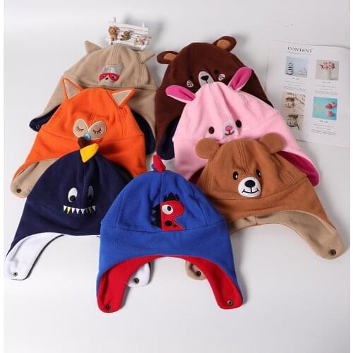 Cartoon Children Hat Autumn Winter Keep Warm Cap For Boy Girl 1-2-3-4-5 Years Kids Bomber Hats Casual Cute Toddler Baby Caps