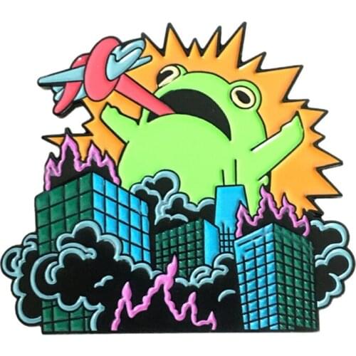 City Frog Enamel Pin Custom Funny Animal Brooches Hat Shirt Lapel Bag Badge Cartoon Frog Jewelry Gift for Friends