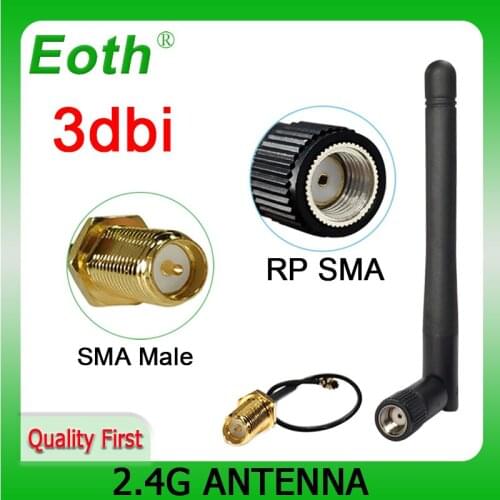 2.4GHz wifi antenna RP-SMA Male Connector 3dBi Wi fi 2.4G Antena IPX to RP-SMA Jack Male Extension Cord Pigtail Cable