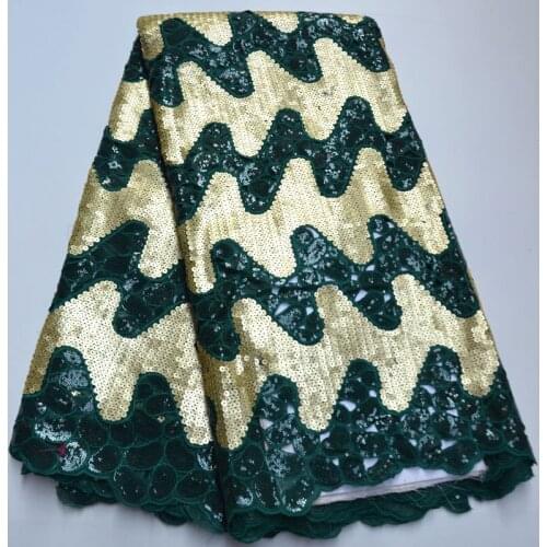 French Tulle Lace Fabric Wedding Sequins Lace Fabric 2020 High Quality Organza Green gold Lace Fabric African Lace Material VC-9