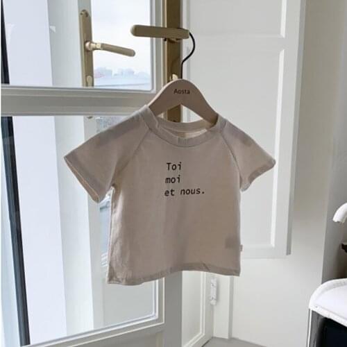 MILANCEL 2021 Summer Baby Clothes Korean Letter Print T-shirt Loose cotton Infant Tees Solid Casual Toddler Tops