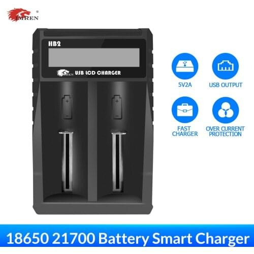 IMREN 5V 2A 2 Slot Portable USB Battery Charger For 18650 20700 21700 Lithium Lion Rechargeable Batteries