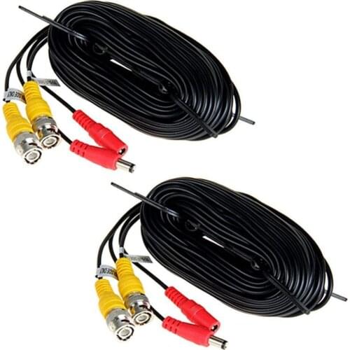 Computer Cables CCTV DVR Camera Video DC Power Security BNC Cable Extension Cord 10-50m (Cable Length: 50m, Color: Black)