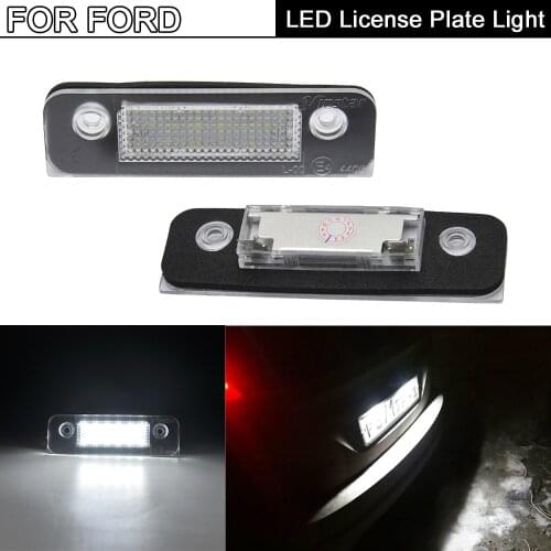 2Pcs White LED License Plate Light Number Plate Lamp For Ford Fiesta V 2001-2010 Fusion 2002-2012 Mondeo MKII 1996-2000