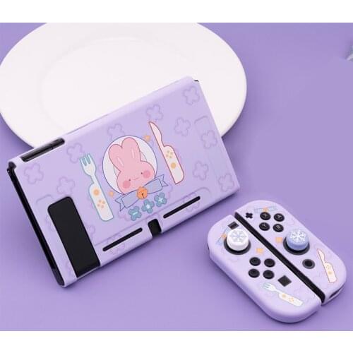 Nintend Switch Shell Purple Rabbit Cute Cartoon Fairy League Soft Cover Back Girp Shell For Nintendo Switch Accessories