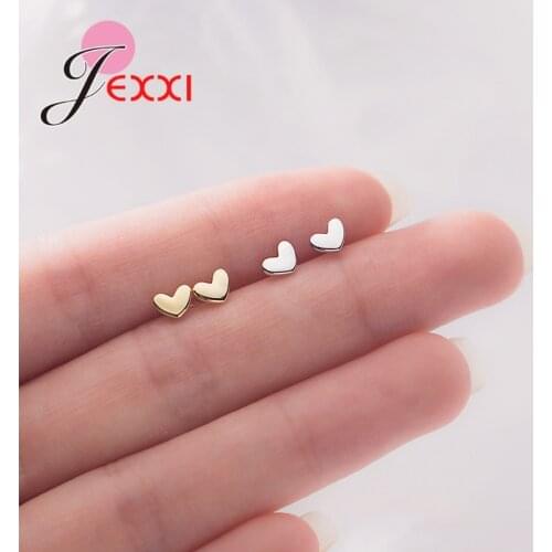 Tiny Heart Flower Rabbit 925 Sterling Silver Stud Earrings For Women Girls Gift Minimalist Gold Color Ear Studs Cute Jewelry