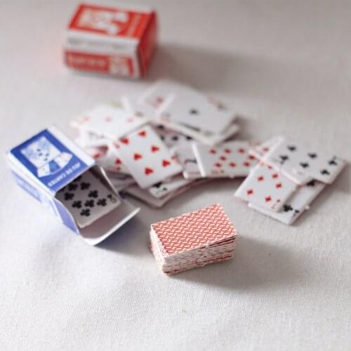 Dollhouse Miniature Food Play Mini Poker DIY Scene Model Small Doll House Accessories Shooting Set