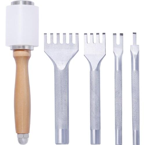 LMDZ Leather Spacing Punch Tools Kit Leather Hole Punches Lacing Stitching Sewing DIY Hammer Punching For Starter Accessories
