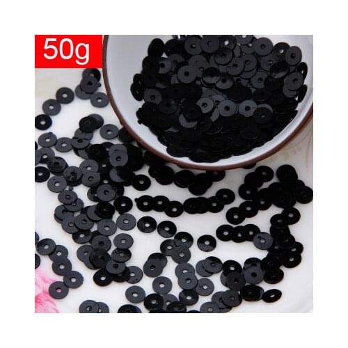 LNHOME-50g(10000pcs) 4mm Flat Round Loose Sequins Paillettes Sewing Wedding Craft Good Quality 13# Black Confetti