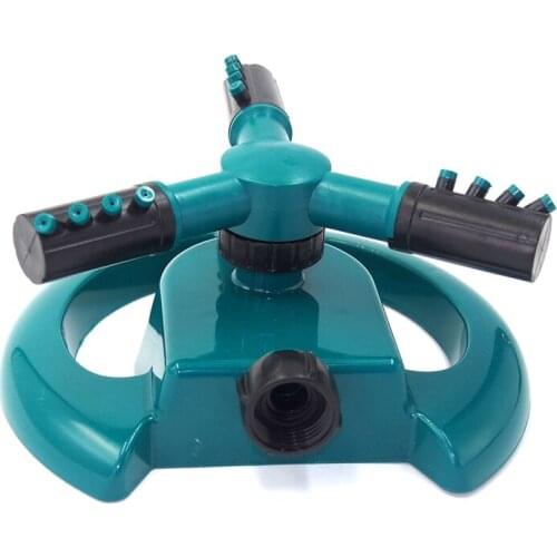 Lawn Sprinkler Water Sprinkler Plastic Automatic 360 Rotating Garden Sprinkler with Three Arm Water Sprinkler (Green)