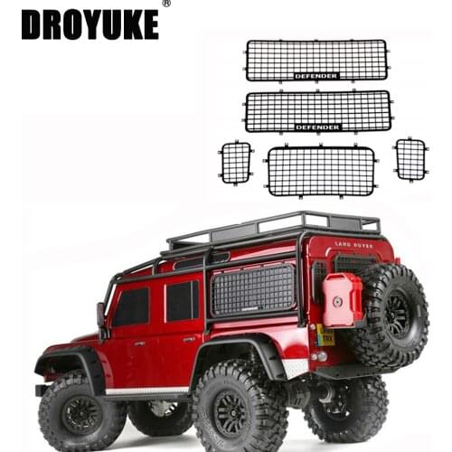 Droyuke Special offer 5pcs TRX4 Metal Window Mesh Protective Net DEFENDER Logo for 1/10 RC Crawler Car Traxxas TRX-4 Accessories