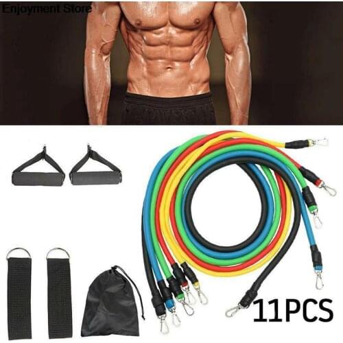 11PCS Resistance Band Set Yoga Pilates Latex Exercise Fitness Tube Workout Band Rubber Band Stretch Training Home Gyms Workout