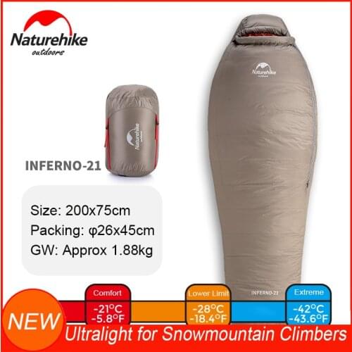 NatureHike Camping Bed Sleeping Bag Lightweight Thick & Warm Backpacking Sleeping Bags for SnowMountain Climbers