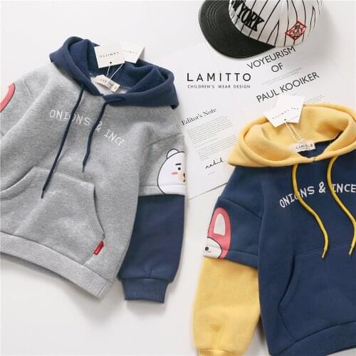 Tonytaobaby New Autumn and Winter Clothes for Boys and Girls Cartoon Velvet Clothes Kids Hoodies Hoodies Boys