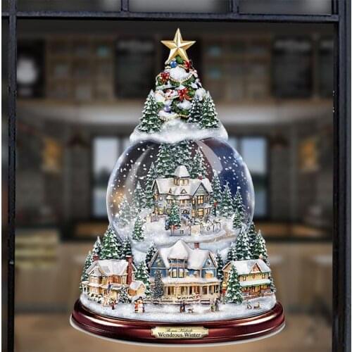 New Year Decoration New Christmas Tree Snowman Window Glass Decoration Waterproof PVC Sticker Christmas Winter