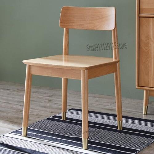 Solid Wood Dining Chair Restaurant Simple Modern Stool Economical Nordic Desk Chair Back Wood Chair