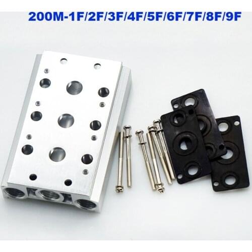 Pneumatic solenoid valve base 4V210-08 valve air exhaust manifold 200M-1F/2F/3F/4F/5F/6F/7F/8F/9F with gaskets screws fittings
