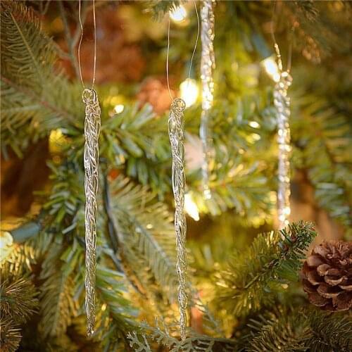 Christmas Xmas Tree Hanging Ornaments Fake Icicles Props Simulation Transparent Ice Icicles Pendant Winter Party Supplies