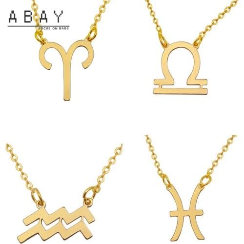 Women Popular 12 Constellation Necklace New Fashion Metal Temperament Simple Versatile Card Advanced Sense Clavicle Chain Trend