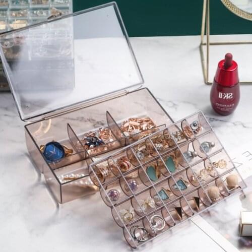 Portable Transparent Jewelry Storage Box For Necklaces And Earrings Storage Jewelry Organizer Dresser Plastic Storage Container