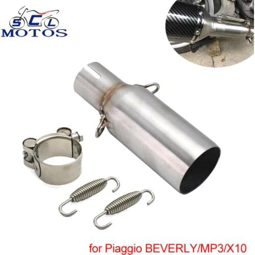 Sclmotos- For Piaggio MP3 125 08-14 BEVERLY 125 300 09-16 X10 125 12-16 Motorcycle Exhaust Escape Middle Link Pipe Slip-on Race