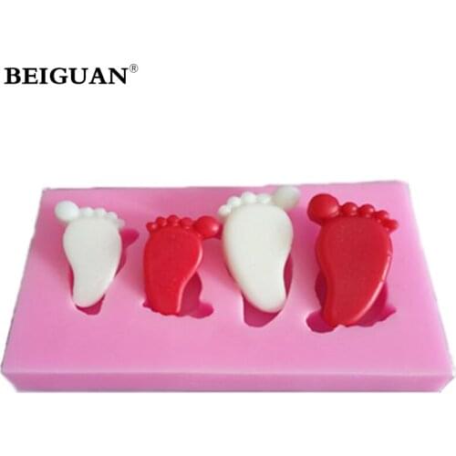 Silicone Embossing Mold Baby Feet Fondant and Gum Paste Mould Sugarpaste Mold Wedding Cake Decoration Tool