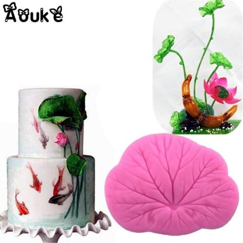 Lotus Leaf Shape Fondant Cake Silicone Mold Embossed Candy Cookie Cupcake Molds Cake Decorating Tools Baking Biscuits Mould B041