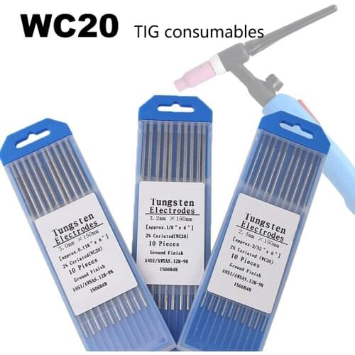 WC20 Argon Arc Welding Torch Accessories Gray Ceriated Tungsten Electrode 10Pcs For Welder
