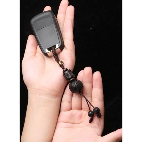 Tibetan Buddhism Car Keychain Ebony Wood Keychain Pendant Retro Style Lucky Accessories