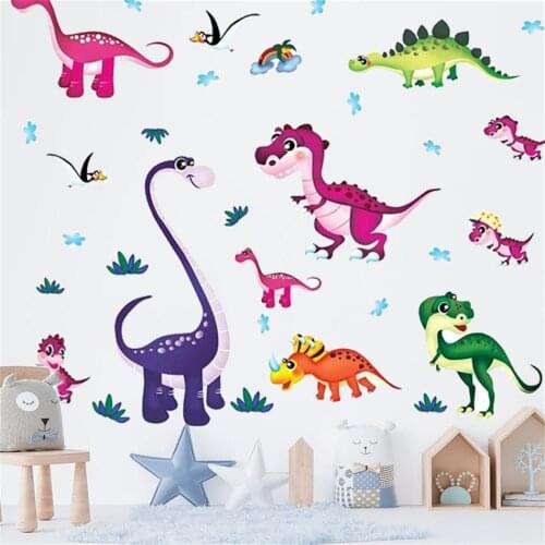 Vacclo Dinosaur Wall Stickers for Children Room Home Decor Accessories Dinosaur Vinyl Kids Room Decal Baby Nursery Decorations