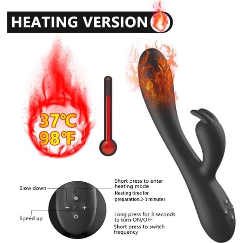 Heating Vibrator Av Wand Massager Waterproof Soft Dildo G Spot Clitoris Stimulator Adult Sex Toys for Woman Female Masturbator