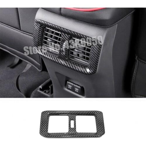 ABS Carbon fibre Car Back Rear Air Condition outlet Vent frame Cover Trim car styling For Toyota RAV4 2019 2020 accessories 1pcs