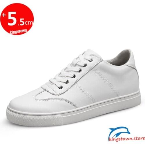 Women White Shoes Men Sneakers Man Elevator Shoes Height Increase Insoles High Heels Shoes 5-6CM Shoes Leather Shoes Tall Shoes