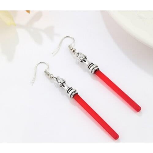 20 pair Lightsaber Earrings for Women Handcrafted Resin Drop Earrings Jedi or Sith Jewelry Comic Con Skywalker Replica Wholesale