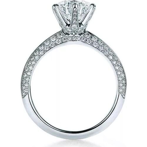 Luxury Female Small AAAAA Zircon Stone Ring Real 925 Sterling Silver Engagement Ring Solitaire Wedding Rings For Women