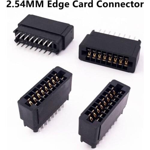 5PCS 2.54mm pitch Edge Card Connector Slot bus socket Gold finger socket PCB board socket Straight Pin 4P6P8P10P12P14-86P