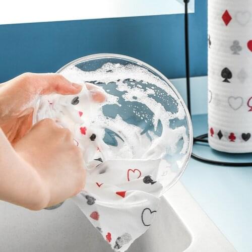 50Pcs/Roll Kitchen Of Reusable Lazy Rags Towels Wet And Dry Comes With Detergent Dishcloths Hand Towel Rolls Dishwashing Cloth