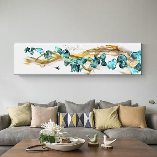 Abstract Wall Art Decor Blue Ocean Waves Ship Landscape Canvas Painting Picture Home Wall Decor