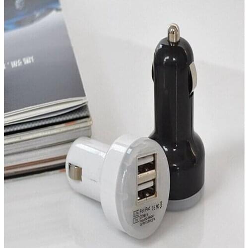 300pcs/lot 5V 2.1A White and Black 2 Dual Ports USB Car Auto Charger Adapter for iPad for iPhone