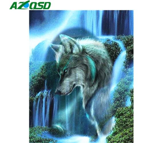 AZQSD Diamond Painting Full Square Wolf Embroidery Sale Animal Picture Of Rhinestones Handmade Home Decor Gift Cross Stitch