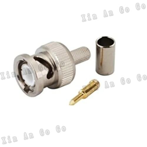 BNC male crimp RF connector BNC male crimp Plug for RG58 RG142 LMR195 coaxial cable fast ship