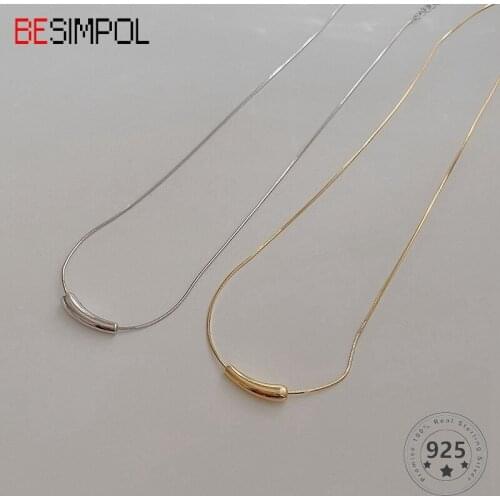 Besimpol 925 Sterling Silver Snake Chain Necklace French Western Style Water Drop Necklace For Women Elegant Fine Jewelry Gifts