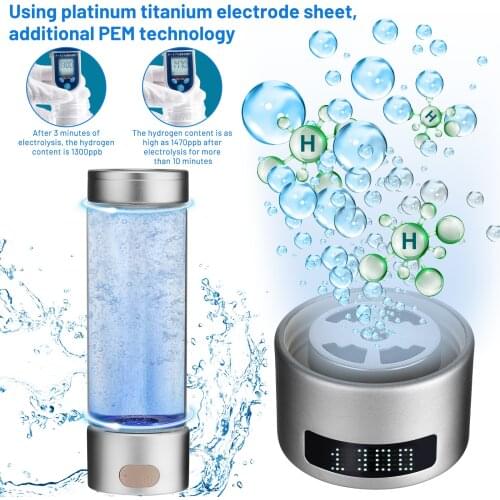 Hydrogen Rich Water Bottle Lonizer Alkaline Generator Portable Healthy Cup USB Rechargeable Anti-Aging Hydrogen Water 400ml