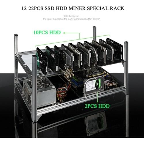 DIY SSD HDD Rack ETH Bitcoin Miner Frame All-aluminum Insulated Cooling Chassis 6 8 12 22 PCS Hard Disk Bit Empty Rack