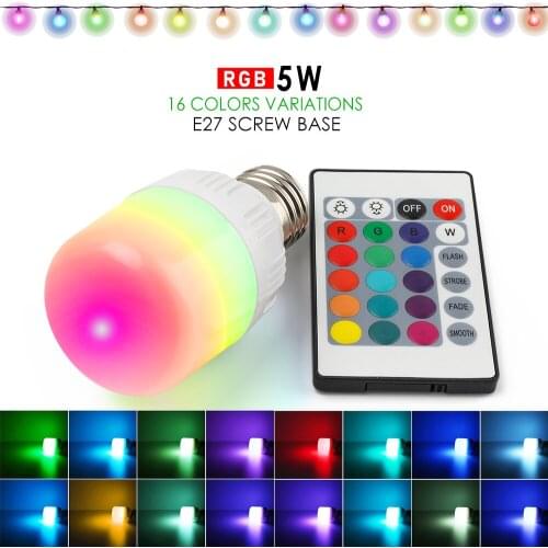 E27 5W RGB Bulb LED Lamp Remote Controller Spot Light Change Color Lampada Led Lights Bar Party Stage Decor 110V 220V Wholesale