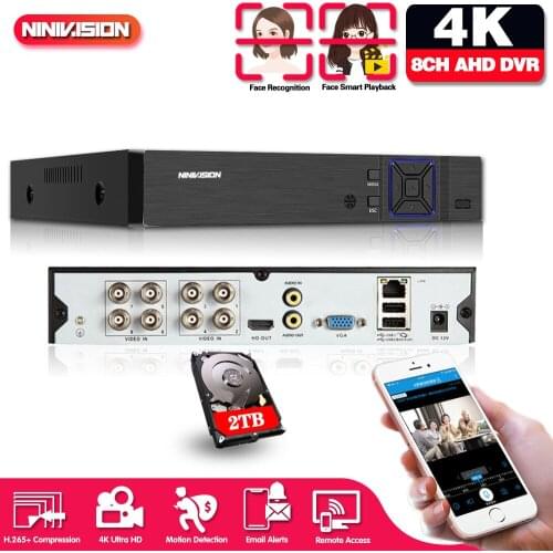 Face Detection H.265 4CH 8CH 4K AHD DVR Hybrid Video Recorder Support 8MP 5MP 2MP AHD IP Camera CCTV Home Security System Onvif
